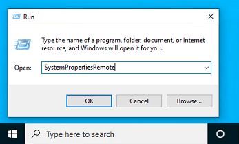 Run window: SystemPropertiesRemote