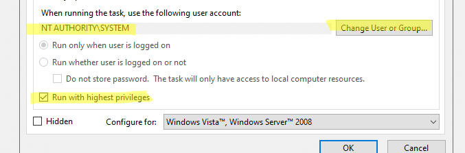 Task Scheduler trigger configuration for daily backup